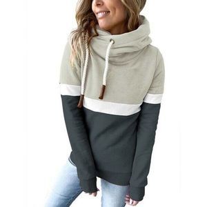 Estampados Deep Gray Color Block Funnel Collar Hoodie Size L